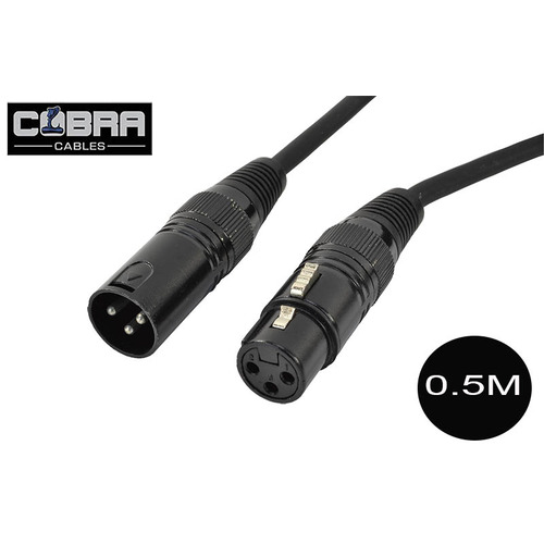 3 Pin DMX Lead 0.5M XLR Male to Female