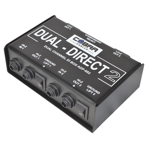Dual Passive DI Box, HI/Lo Z Out, Lo Z in, XLR & 6.3mm Jack, Gnd Lift