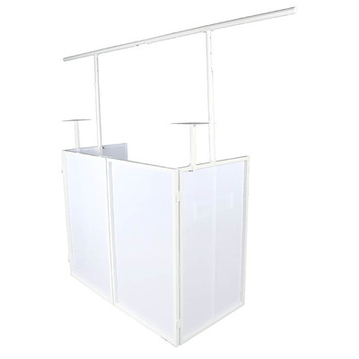 Foldable DJ Booth with Overhead Bar and Podiums White Frame