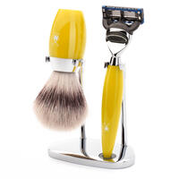 Image of Muhle Kosmo Yellow Fusion Razor and Synthetic Brush Shaving Set