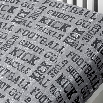 Football, Grey Single Fitted Sheet