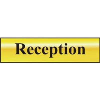 ASEC Reception 200mm x 50mm Gold Self Adhesive Sign - 1 Per Sheet