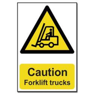 ASEC Caution: Forklift Trucks Sign 200mm x 300mm - 200mm x 300mm