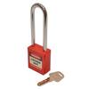 Image of ASEC Safety Lockout Tagout Padlock Long Shackle - Red