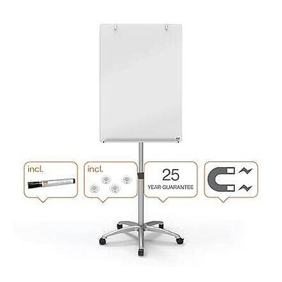 Nobo 1903949 Brilliant White Mobile Glass Easel