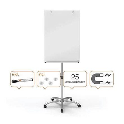 Nobo 1903949 Brilliant White Mobile Glass Easel