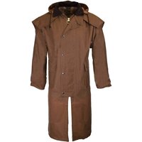 Walker & Hawkes Stockman Beige Long Wax Coat / Raincoat with Hood - XS