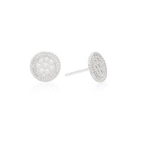 Image of Tiny Circle Stud Earrings - Silver
