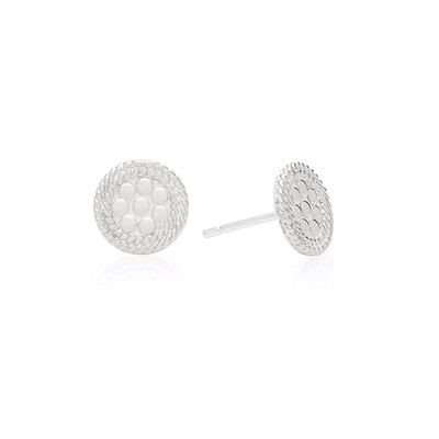 Tiny Circle Stud Earrings - Silver
