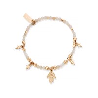 Splendid Star Five Days of Luck Bracelet - Gold & Pink Opal