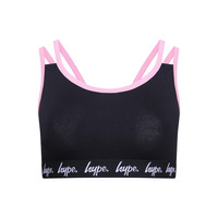 Image of HYPE CROSS STRAPPED BRALET - BLACK/PINK - 10