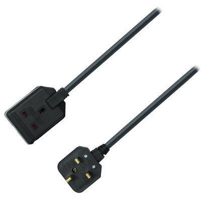 Single Gang 13A Extension Lead - Black 10m