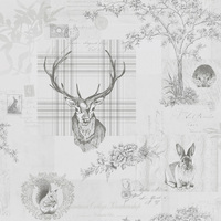 Image of Richmond Highland Stag Wallpaper Grey Holden 98013