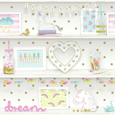 Girls Life Bookshelf Wallpaper Multi Arthouse 696004
