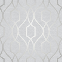 Image of Apex Geometric Trellis Wallpaper Stone and Silver Fine Decor FD41995