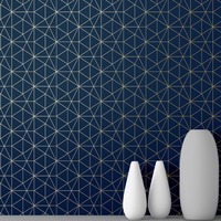 Image of Metro Prism Geometric Triangle Wallpaper - Navy Blue and Gold - WOW008