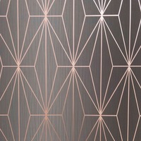 Image of Kayla Metallic Geometric Wallpaper Charcoal / Rose Gold Muriva 703015
