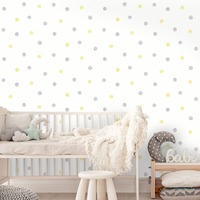 Image of Over the Rainbow Watercolour Polka Dots Wallpaper Grey / Yellow Holden 91002