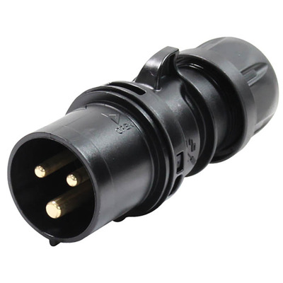 16A 230V 2P+E Black Plug
