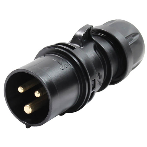 16A 230V 2P+E Black Plug