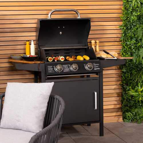 Brisbane 3 Burner Gas BBQ - Black