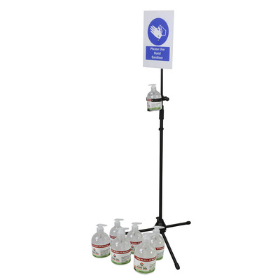 Portable Hand Sanitiser Station Supplied with Six 500ml Hand Gels