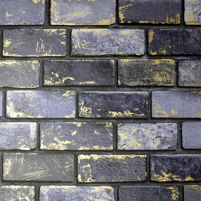 Metallic Brick Wallpaper Navy / Gold Arthouse 692200