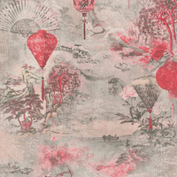 Image of Asian Fusion Lanterns Wallpaper Pink AS Creation 37466-2