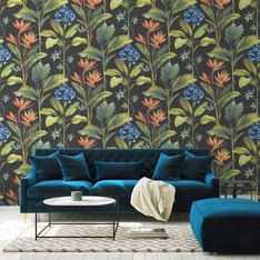 Oliana Floral Wallpaper Charcoal Belgravia 8484