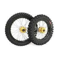Image of Pit Bike Gold CNC Wheels Kenda Tyres SDG Hub 14" 12"