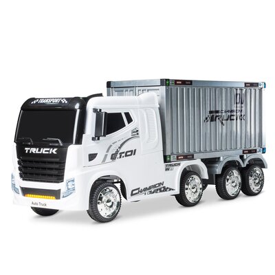 HGV Container Truck And Trailer White Electric Supersized Ride On Lorry