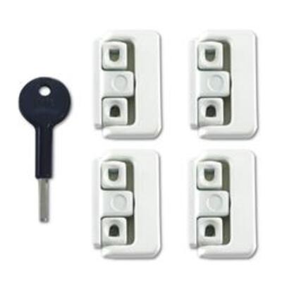 YALE 8K101 Window Swing Lock - 4 locks, 1 key - white