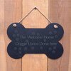 Image of Large Bone Slate hanging sign - "The Welcome home doggie dance done here"