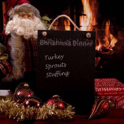 Christmas Slate Notice Board ’Christmas Dinner’