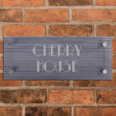 Ridged Slate House Sign with Acrylic front panel - 50 x 20cm