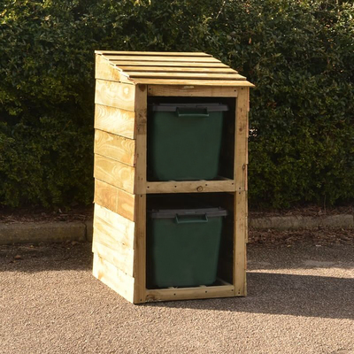 Wooden Recycling Bin Store for 2 Bins