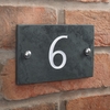 Image of Slate house number 6 v-carved with white infill