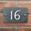 Image of Slate house number 16 v-carved with white infill number