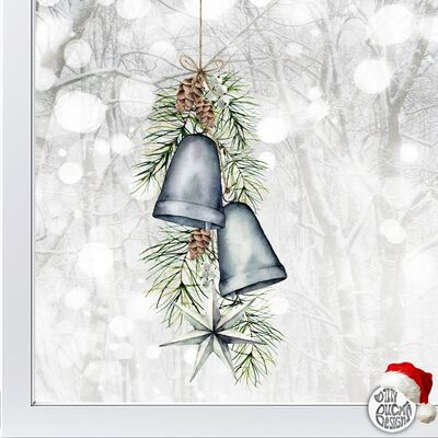 Christmas Bells & Star Window Decal - 55 x 110 cm