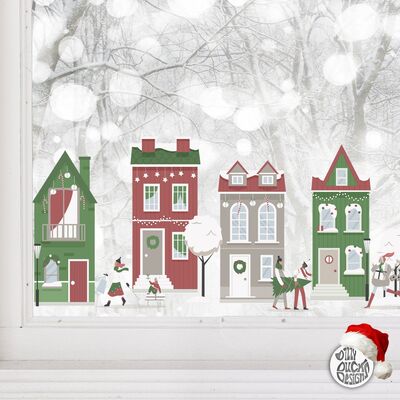 Christmas Winter City Window Decal Set - Large Set