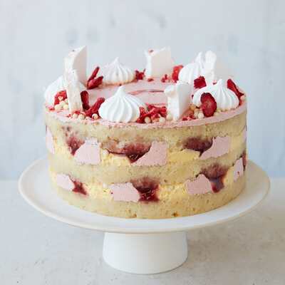 Strawberry Eat-On Mess Cake - Three Tier (6 + 8 + 10 Diameter)