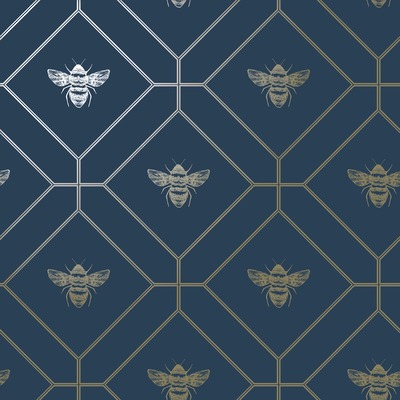 Honeycomb Bee Wallpaper Navy World of Wallpaper 50401