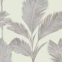 Image of Alessia Leaf Vinyl Wallpaper Silver / Off White Belgravia 211