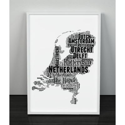 Personalised Netherlands Word Art Map