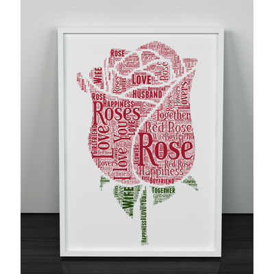 Personalised Rose Flower Word Art Picture Frame Gift