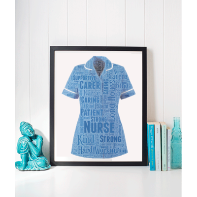 Nurse Uniform Word Art Gift Print - Personalised Nurse Tunic
