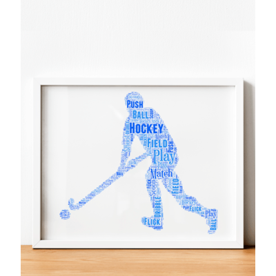 Personalised Male Hockey Player Word Art - Mens Hockey Gift