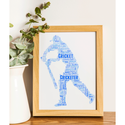 Personalised Cricket Player Word Art Gift