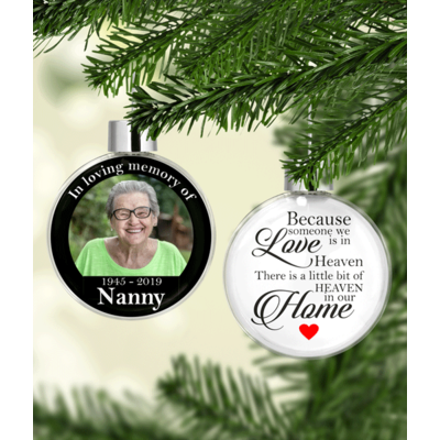 Personalised Christmas Memorial Photo Bauble with Photo