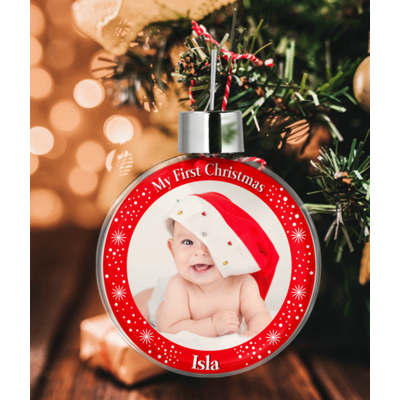 Baby First Christmas Personalised Photo Bauble Gift